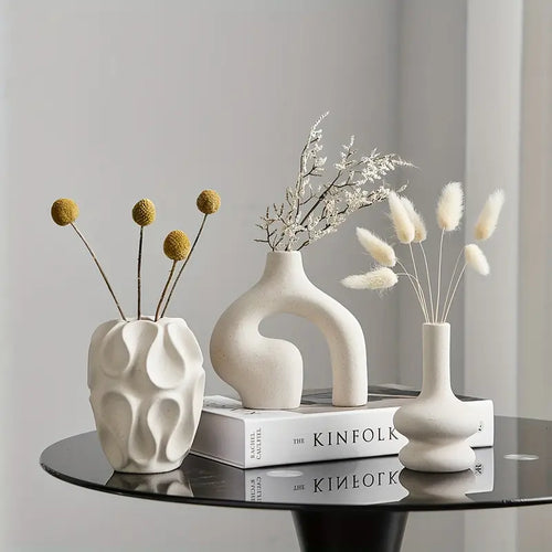 Set of 3 Boho Ceramic Vases for stylish interiors | Avenmoss