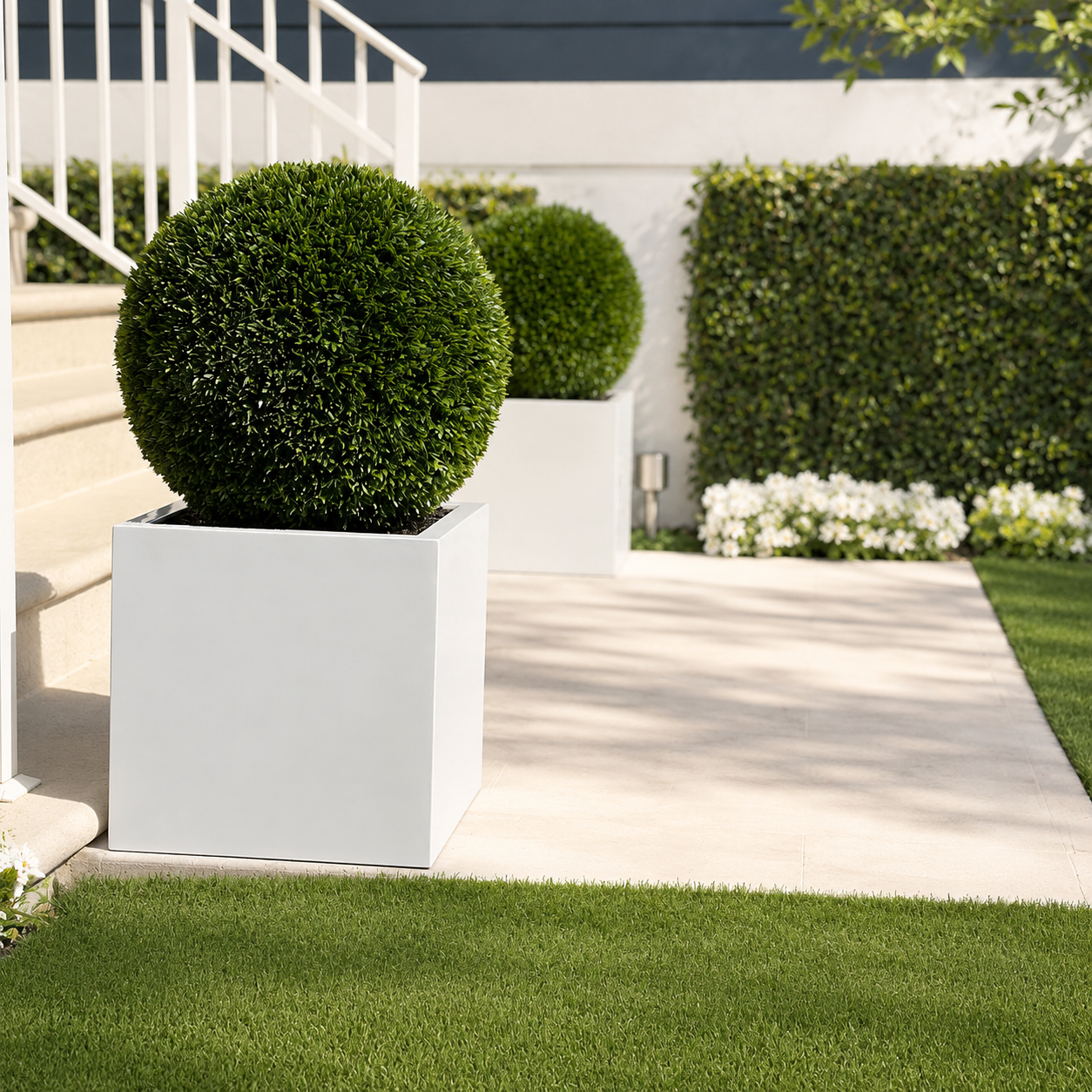 Topiary in Block-Style Fibreglass Planter for stylish interiors | Avenmoss