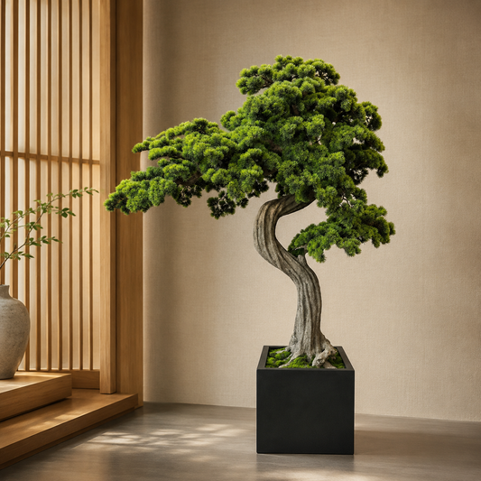 Giant Bonsai in Black Matt Planter for stylish interiors | Avenmoss