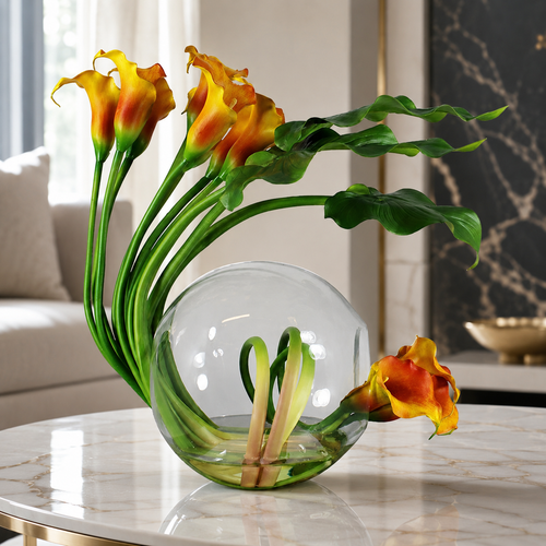 Mango Calla Lilies in Crosswinds Vase for stylish interiors | Avenmoss