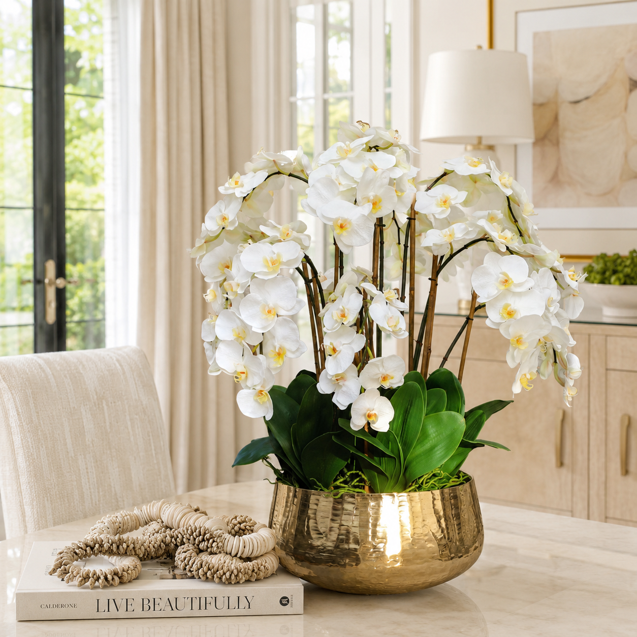 Phalaenopsis Orchids in Gold Planter for stylish interiors | Avenmoss