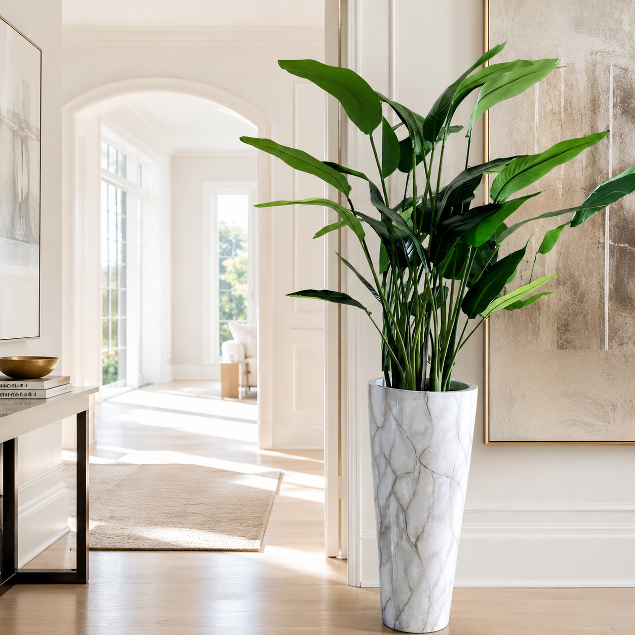 Bird of Paradise in Marble-Effect Planter
