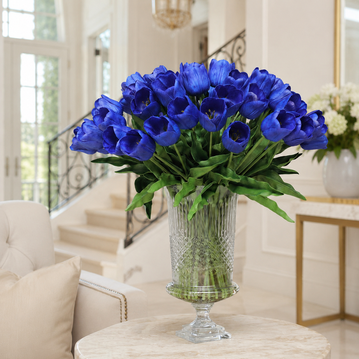 Blue Tulips in Cristo Urn for stylish interiors | Avenmoss