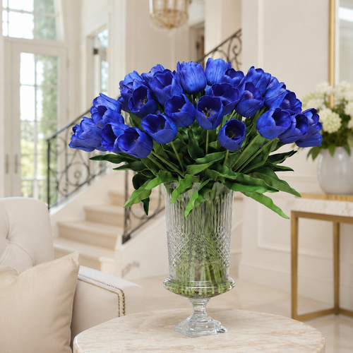 Blue Tulips in Cristo Urn for stylish interiors | Avenmoss