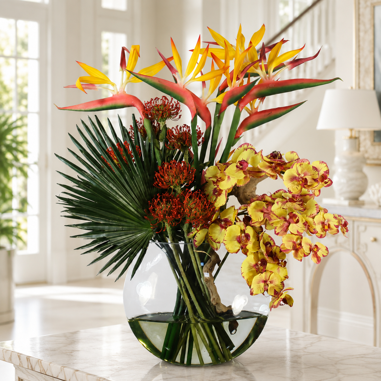 Tropical Flowers in Luna Vase for stylish interiors | Avenmoss