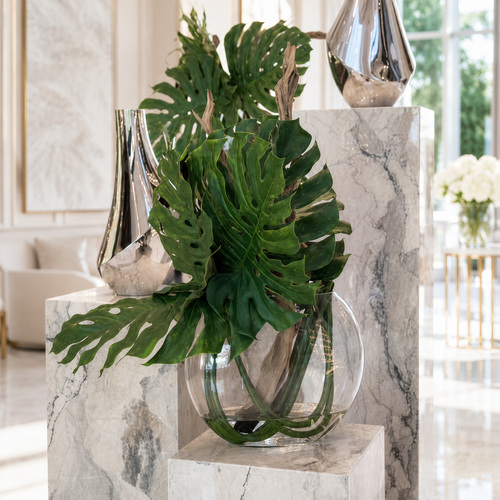 Monstera with Driftwood in Luna Vase for stylish interiors | Avenmoss