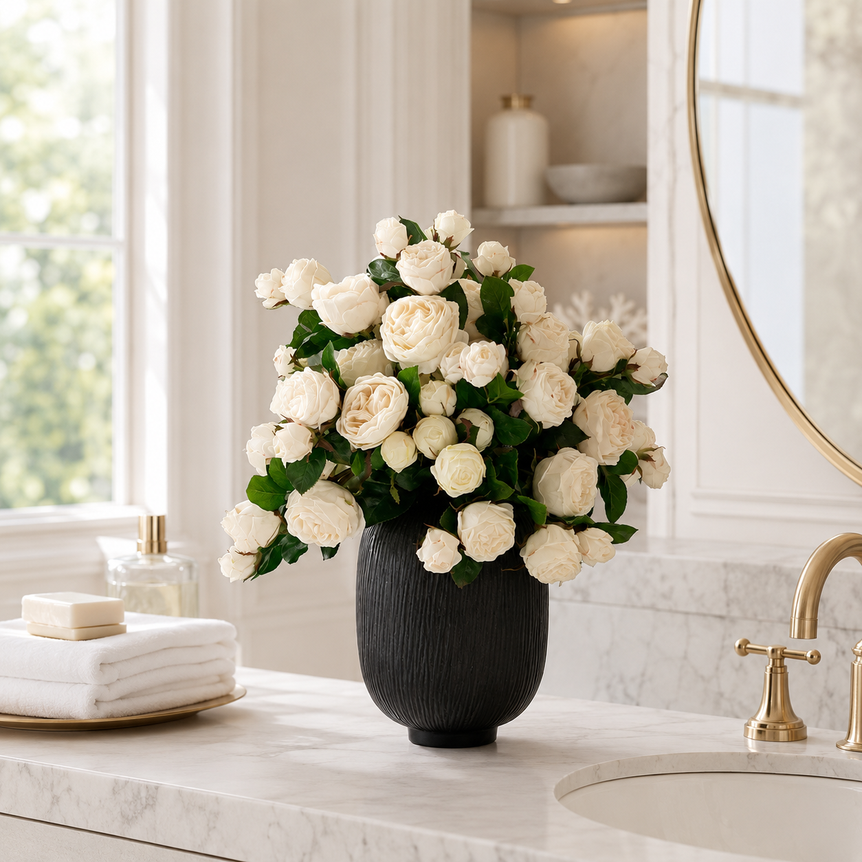 White Roses in Maxim Vase for stylish interiors | Avenmoss