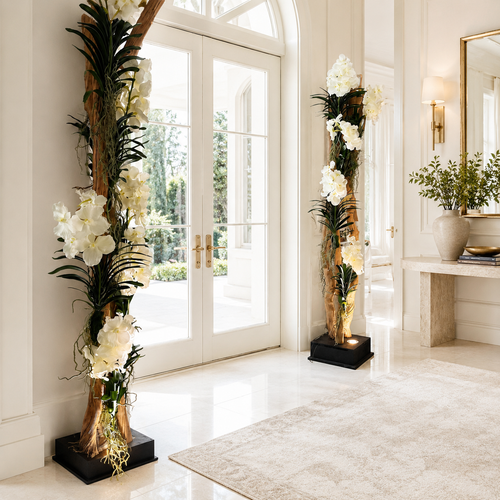 Liana Floor Lamp with White Vanda Orchids for stylish interiors | Avenmoss