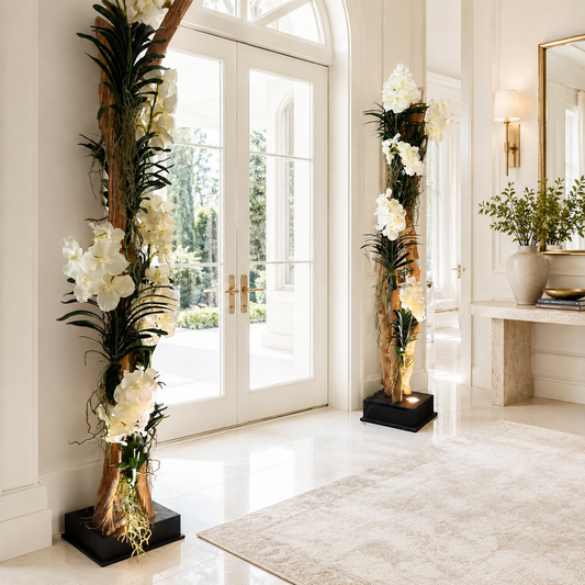 Liana Floor Lamp with White Vanda Orchids for stylish interiors | Avenmoss