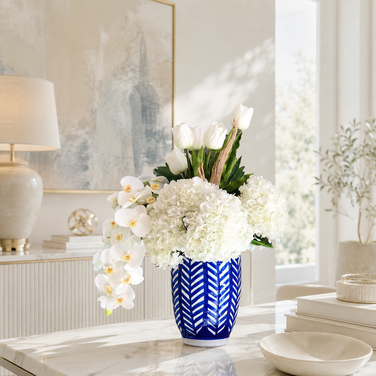 Mixed Arrangement in Ribbed Inca Vase for stylish interiors | Avenmoss