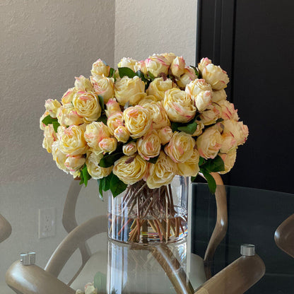 English Roses in Clear Glass Cylinder for stylish interiors | Avenmoss