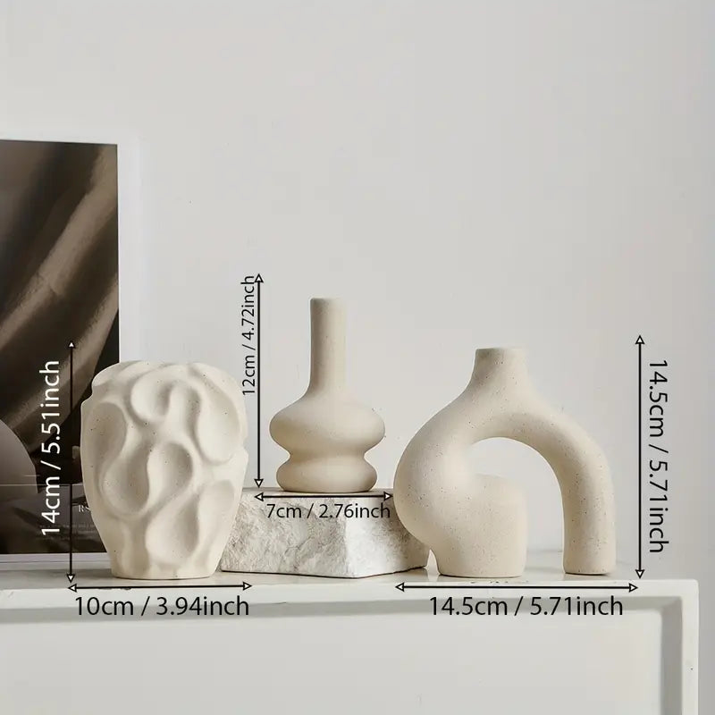 Set of 3 Boho Ceramic Vases for stylish interiors | Avenmoss